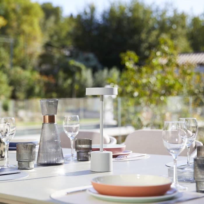 Cordless table lamp - LUMISKY - ROBY GREY - H30 cm - Touch in aluminum - Light gray - LED