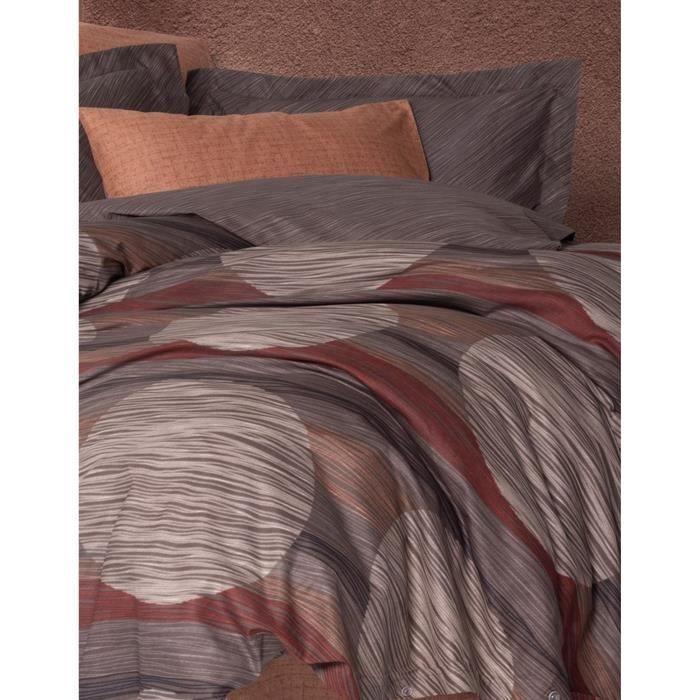 Bedding set - 1 duvet cover 220 x 240 cm + 2 pillowcases 60 x 60 cm - 100% cotton - Cinnamon