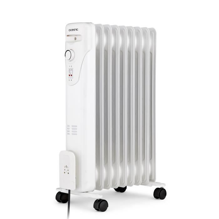 Electric oil bath radiator - 2000 watts - Oceanic - 3 powers - 9 elements - Mobile - White