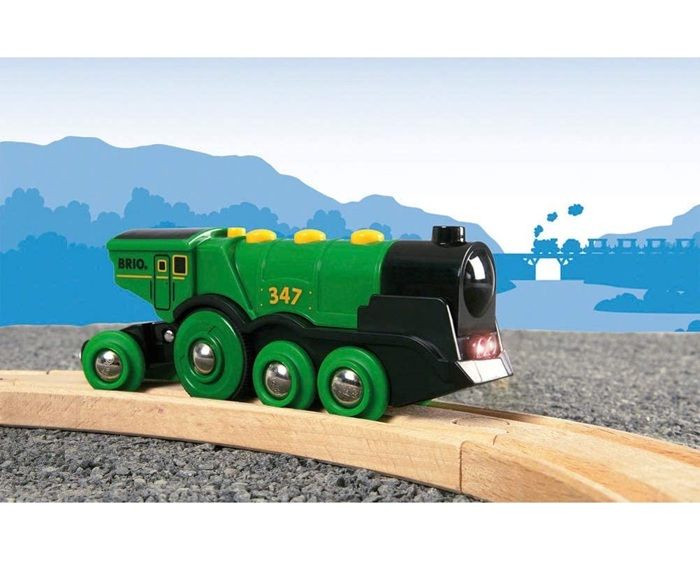 BRIO World - 33593 - Powerful Green Locomotive With Batteries - Wooden Toy