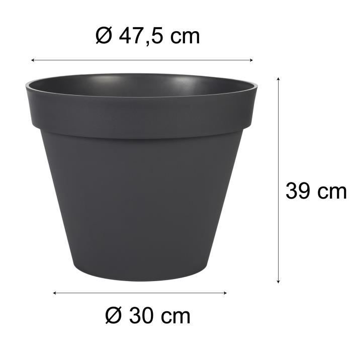 EDA Tuscan round flower pot - Ø 48 x h 40 cm - 43 L - Anthracite gray