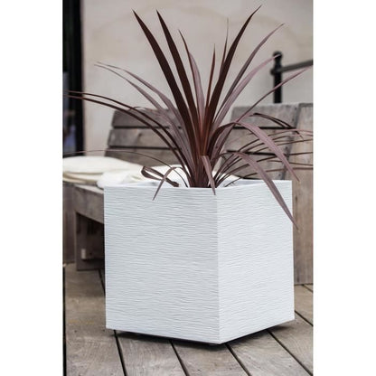 PLASTIC EDA Graphit Square Flower Tray - 57 L - 49.5 x 49.5 x 49.5 cm - White ceruse