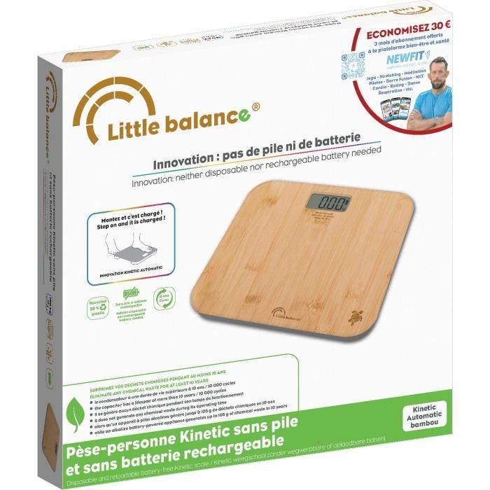 Bathroom scale - LITTLE BALANCE - Automatic Kinetic - Bamboo