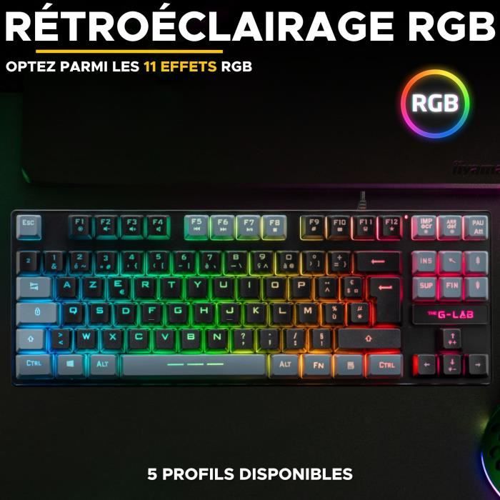 Gaming Keyboard - The G-Lab - KEYZ CAESIUM - RGB - Black & gray - TKL