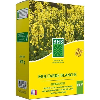 Green Fertilizers - BHS - White Mustard 500g | 100 m² | Improves and disinfects soils for better fertility.