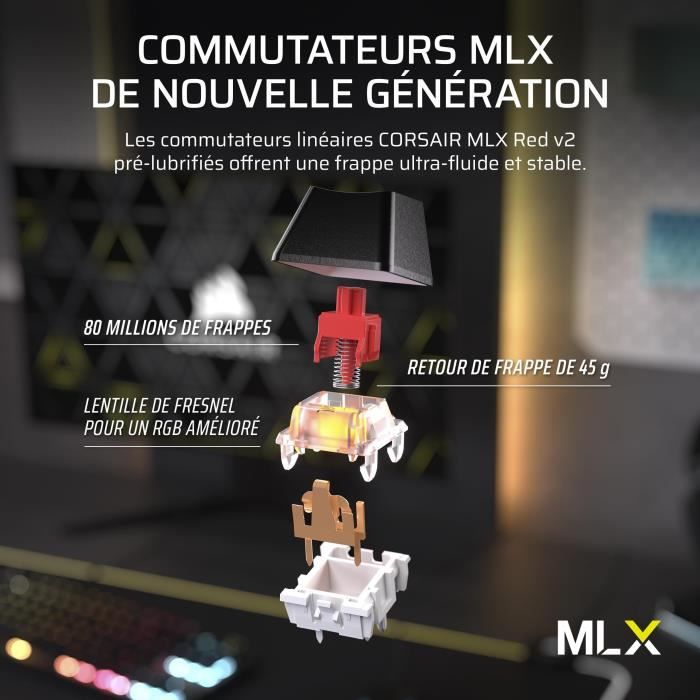 Gaming Keyboard - CORSAIR - K70 Core TKL - RGB - MLX Red v2 Switches - Wired