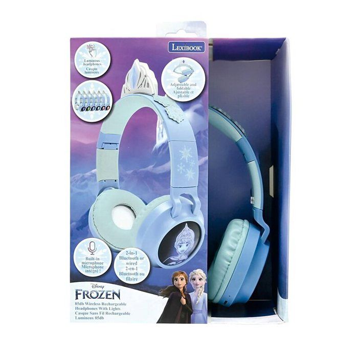 Foldable Bluetooth and wired luminous headset with a design of a tiara from the world of Frozen with limitation of the