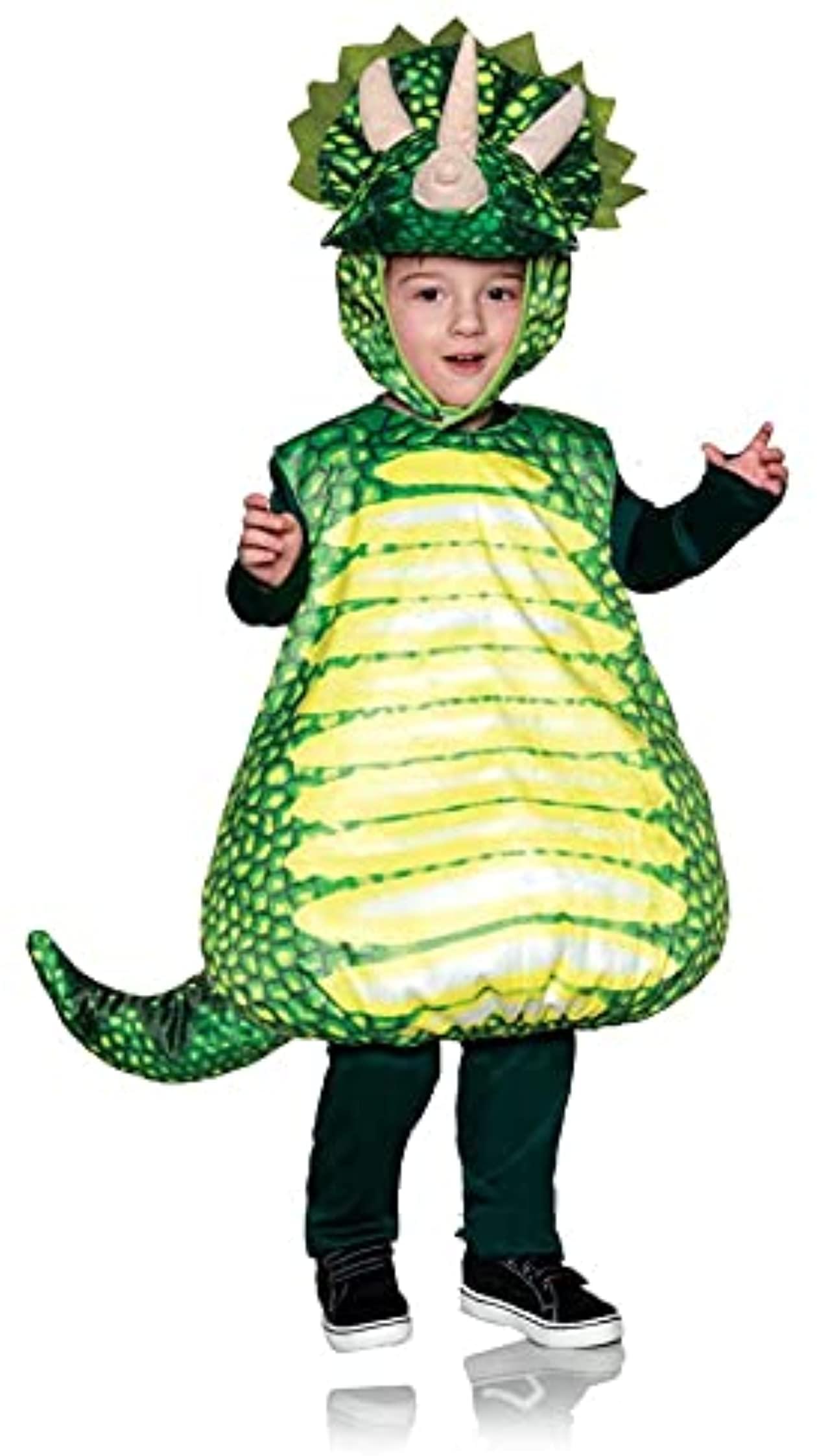 Dinosaur Green Triceratops Printed Belly Baby Costume | Large