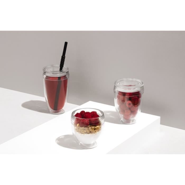 Set of 2 cups - BODUM - Pavina To Go - Double-walled plastic - Airtight lid - 20 cl - Transparent