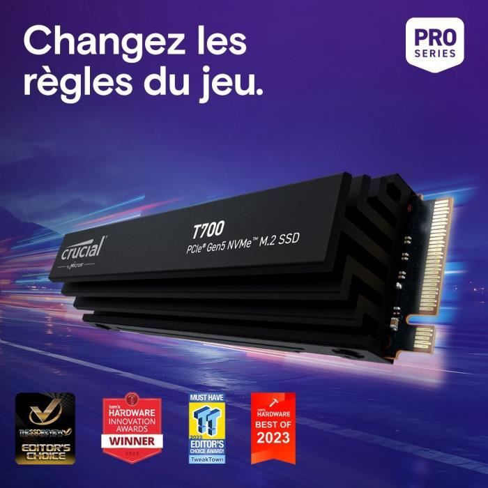 Crucial T700 - Internal SSD - 2 TB - PCI Express 5.0 (NVMe)