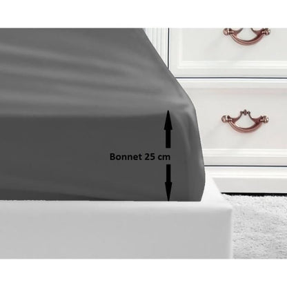 LOVELY HOME Fitted sheet 100% cotton 90x190x25 cm dark gray